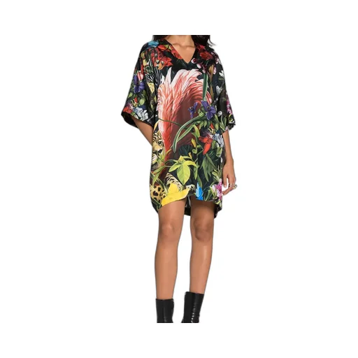 Roberto Cavalli Floral And Leopard Print Dress