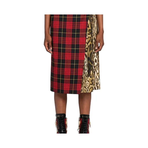 Roberto Cavalli Mix-Print High Waist Skirt