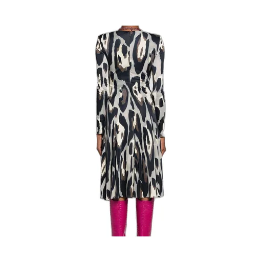 Roberto Cavalli Animal Print Wrap Midi Dress