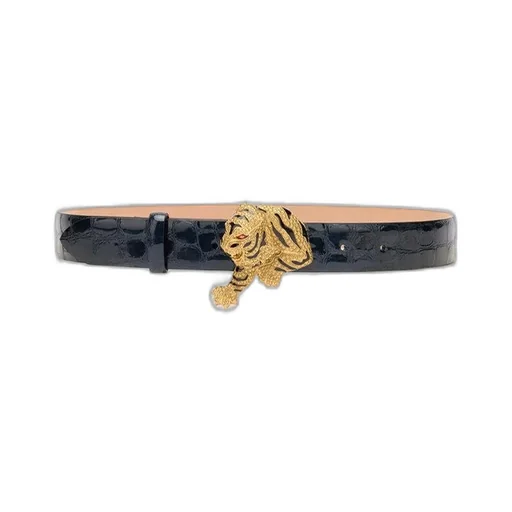 Roberto Cavalli Embossed Tiger Buckle Belt