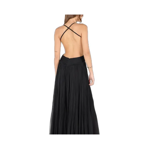 Roberto Cavalli Plunging V-Neck Draped Backless Maxi Dress