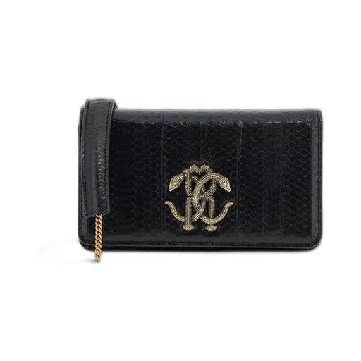 Roberto Cavalli Monogram Mirror Snake Shoulder Bag