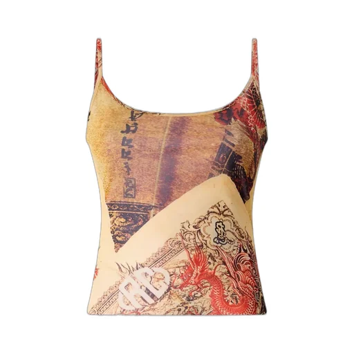 Roberto Cavalli Spaghetti Strap Printed Top