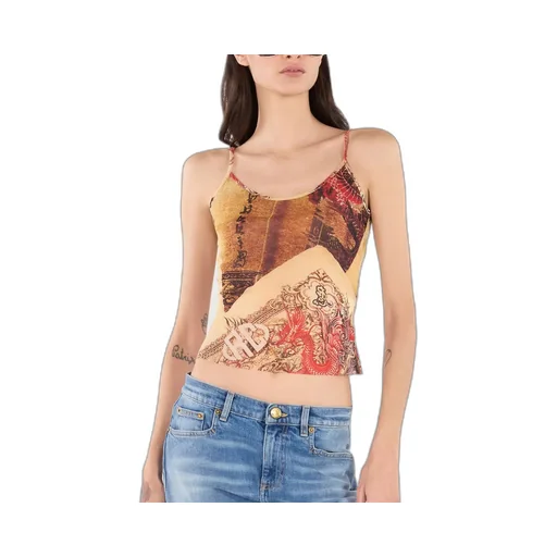 Roberto Cavalli Spaghetti Strap Printed Top