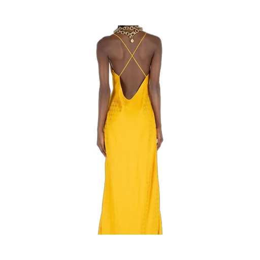 Roberto Cavalli Mirror Snake Monogram Gown