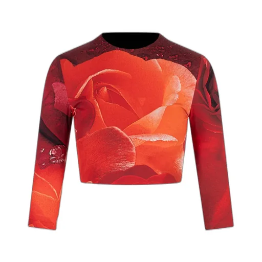 Roberto Cavalli Rose-Print Crop Top