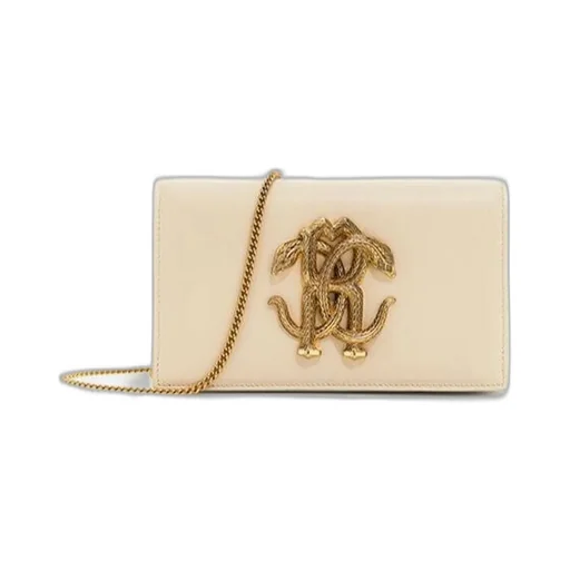 Roberto Cavalli Monogram Mirror Snake Shoulder Bag