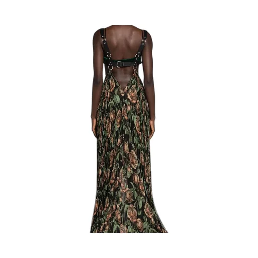 Roberto Cavalli Patterned Pleated Gown