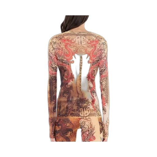 Roberto Cavalli Long Sleeve Top With Graphic Print