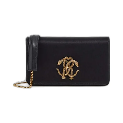 Roberto Cavalli Monogram Mirror Snake Shoulder Bag