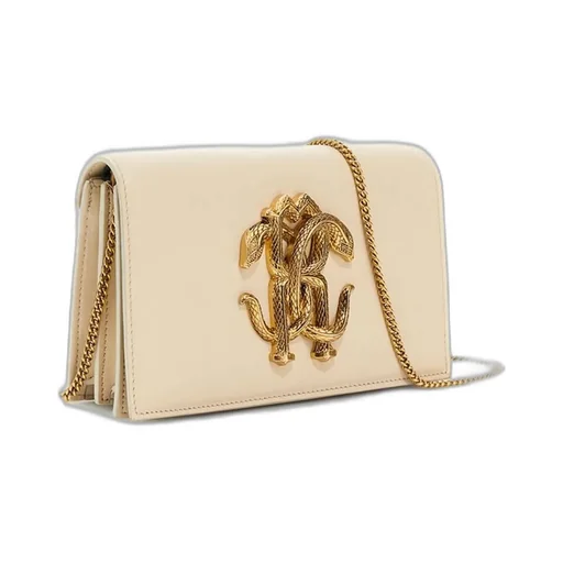 Roberto Cavalli Monogram Mirror Snake Shoulder Bag