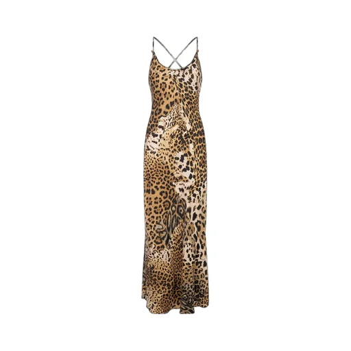 Roberto Cavalli Leopard Printed V-Neck Dress