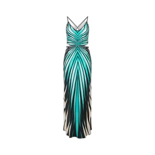 Roberto Cavalli Sea Print Silk Maxi Dress
