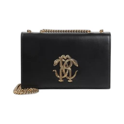 Roberto Cavalli Monogram Mirror Snake Shoulder Bag