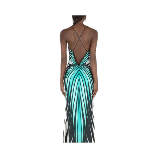 Roberto Cavalli Sea Print Silk Maxi Dress