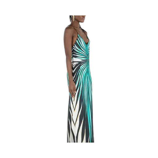 Roberto Cavalli Sea Print Silk Maxi Dress