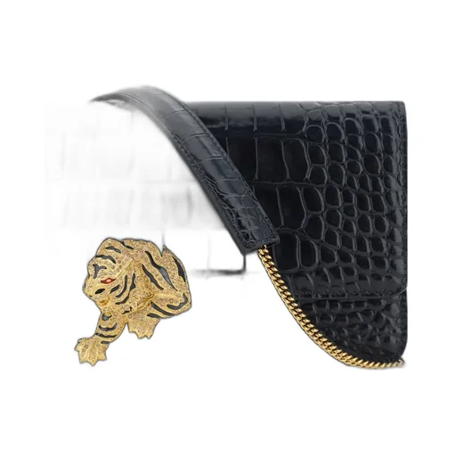 Roberto Cavalli Long Embossed Roar Clutch Bag