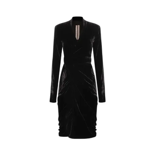 Rick Owens Wrapped Midi Velour Dress