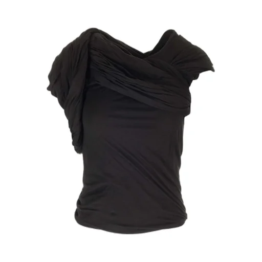 Rick Owens Draped Ruched Asymmetric Neckline Top