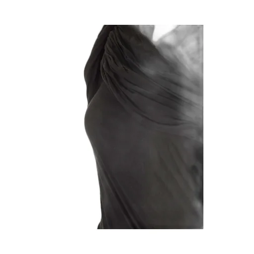 Rick Owens Draped Ruched Asymmetric Neckline Top