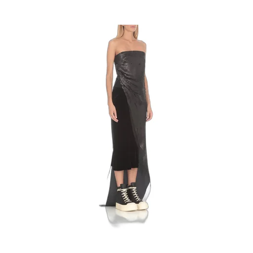 Rick Owens Sequin-Embellished Asymmetric Hem Long Top