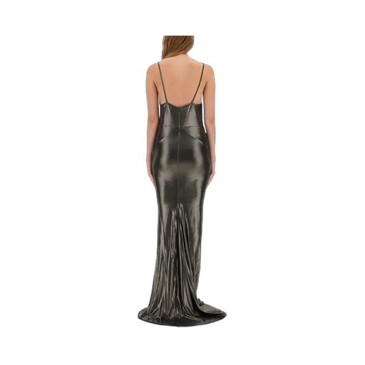 Rick Owens Lilies V-Neck Metallic Sleeveless Maxi Dress