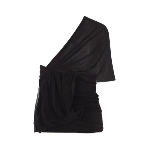 Rick Owens Edfu Ruched One-Shoulder Draped Top