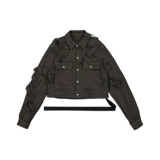 Rick Owens Drkshdw Long Sleeved Distressed Cropped Jacket