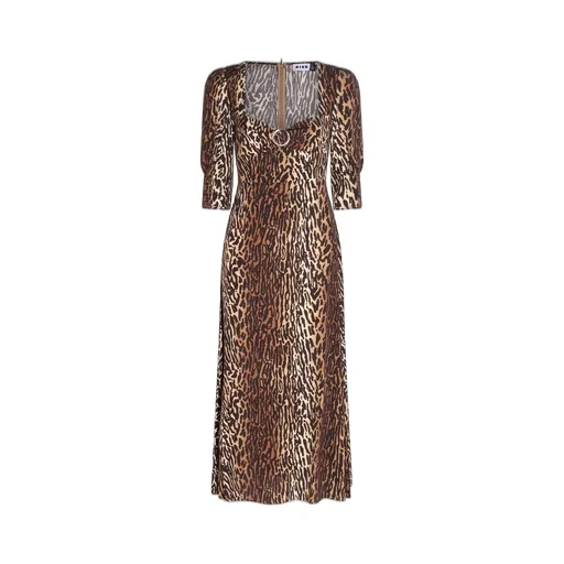 Rixo All-Over Leopard Printed Midi Dress