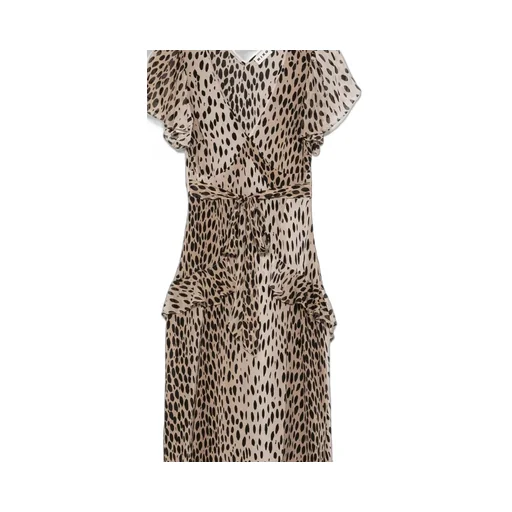 Rixo Leopard Printed V-Neck Dress