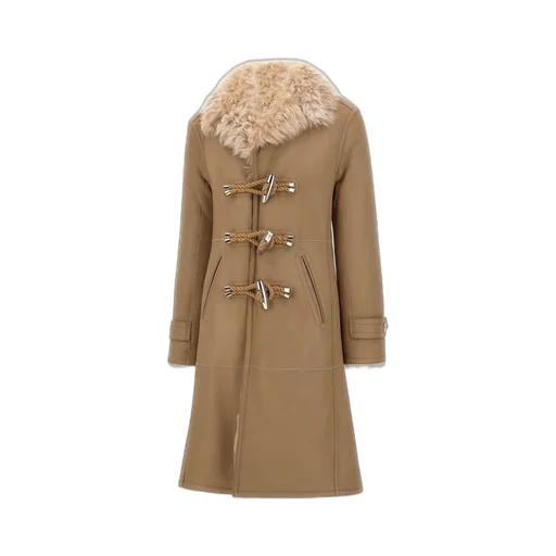 Rabanne Long Sleeved Shearling Neck Coat