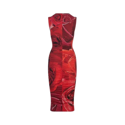 Roberto Cavalli Rose-Print Midi Dress