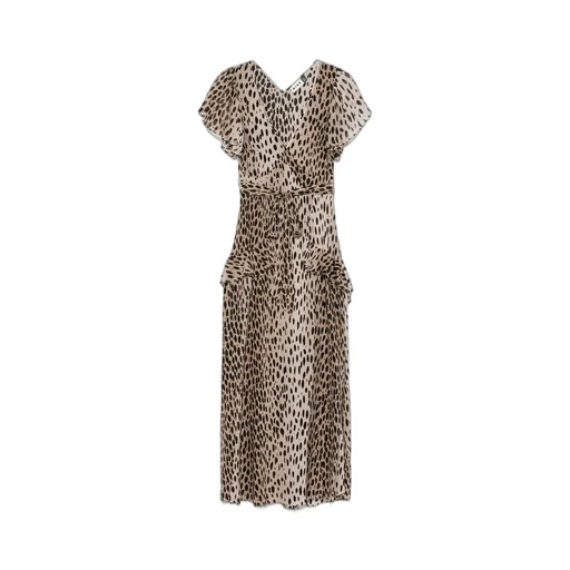 Rixo Leopard Printed V-Neck Dress