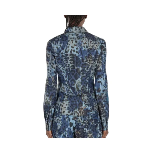 Roberto Cavalli Jaguar Print Denim Shirt