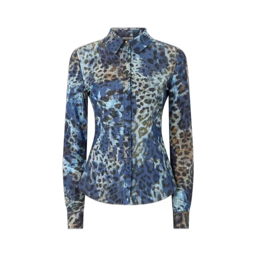 Roberto Cavalli Jaguar Print Denim Shirt