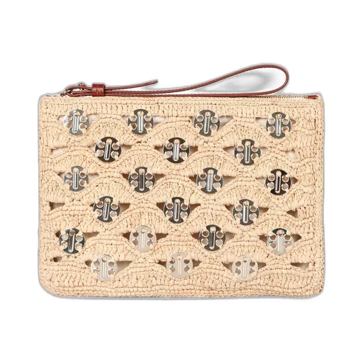 Rabanne Lurex-Detailed Zipped Clutch Bag