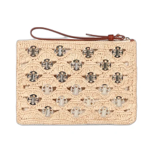 Rabanne Lurex-Detailed Zipped Clutch Bag