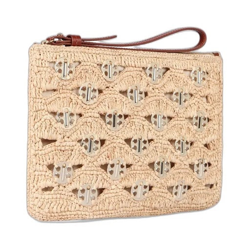 Rabanne Lurex-Detailed Zipped Clutch Bag
