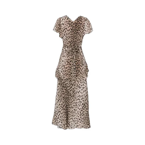 Rixo Leopard Printed V-Neck Dress