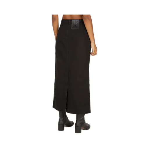 Raf Simons Logo Patch Buttoned-Up Denim Midi Skirt