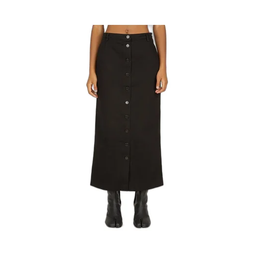Raf Simons Logo Patch Buttoned-Up Denim Midi Skirt