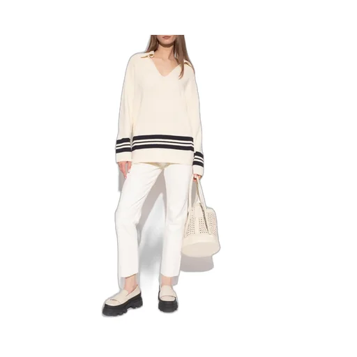 Rag & Bone Stripe-Trim Oversized V-Neck Jumper