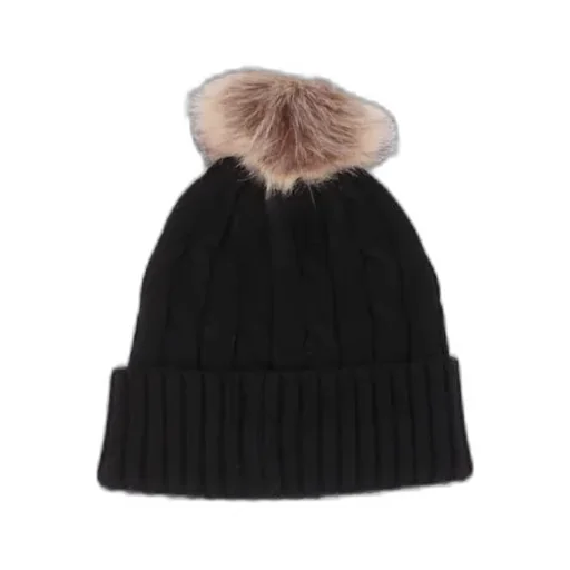 Lauren Ralph Lauren Crest-Patch Pom-Pom Cable-Knit Beanie