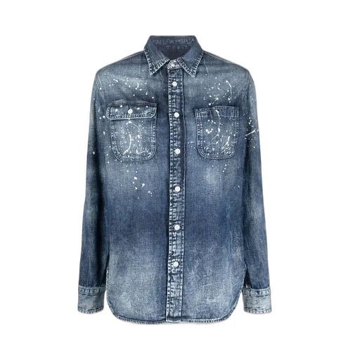 Ralph Lauren Collection Paint-Splatter Button-Up Denim Shirt