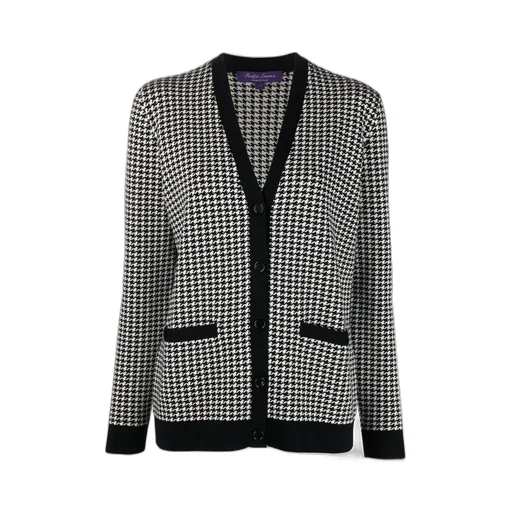 Ralph Lauren Collection Houndstooth V-Neck Cardigan