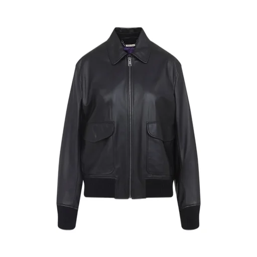 Ralph Lauren Collection Zip-Up Leather Bomber Jacket