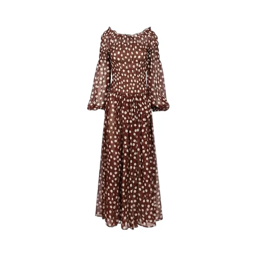 Raquel Diniz Hannah Polka-Dot Chiffon Dress
