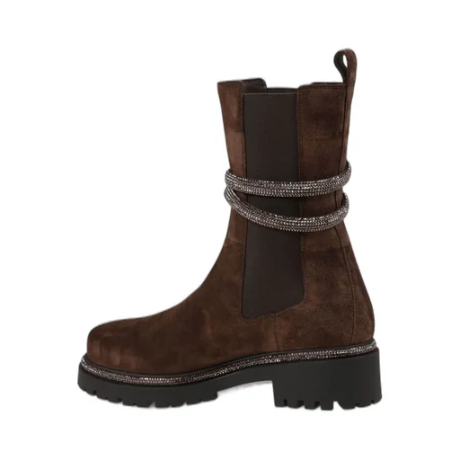 René Caovilla Embellished Slip-On Ankle Boots