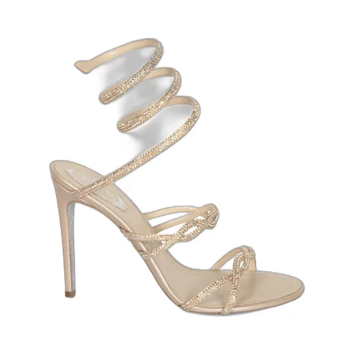 René Caovilla Braid Cleo Fog Satin Embellished Sandals