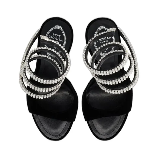 René Caovilla Spark Velvet Sandals